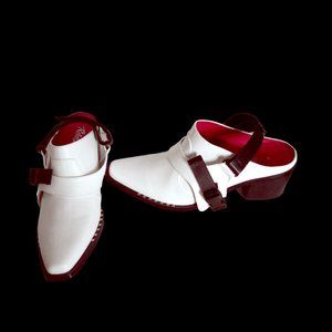 Black and White Mules, Clogs,  Slingback Clog Heels, Size 9  Slingback Mule